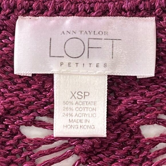 Loft WOMEN'S OPEN KNIT SWEATER V-NECK LONG SLEEVE PURPLE‎ SIZE XSP - Picture 11 of 13